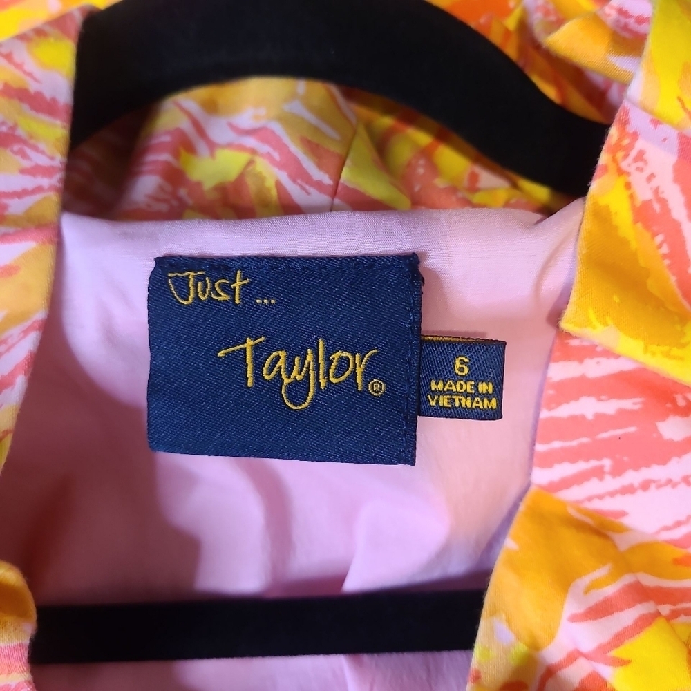 Just...Taylor Pink and Yellow Ruffle Mini Dress Size 6 - Picture 3 of 4